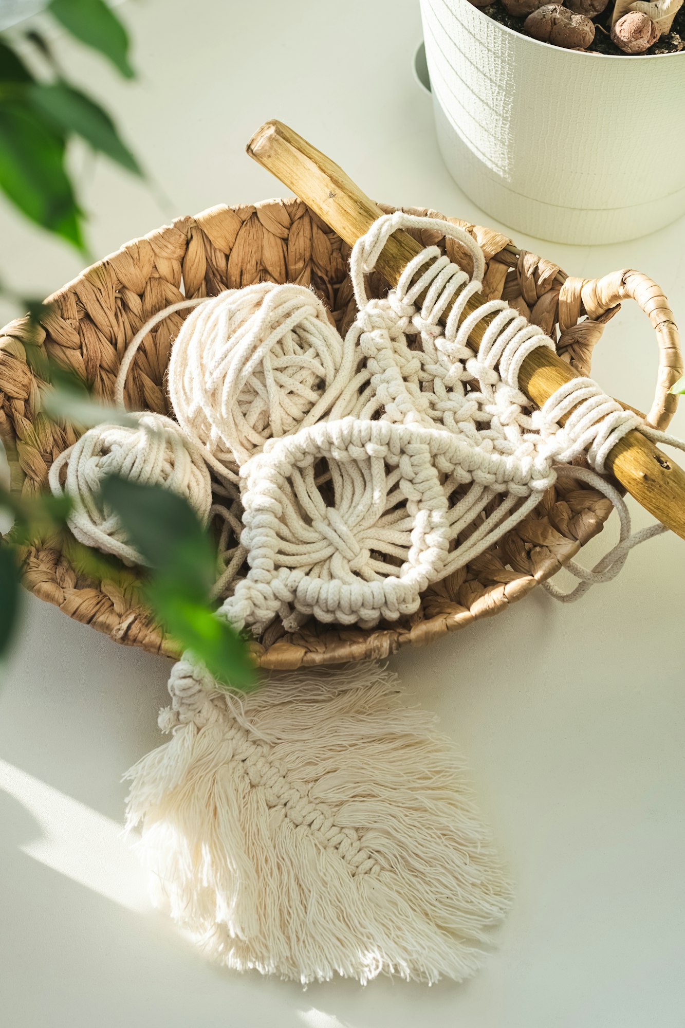 Handmade knitting macrame.