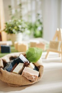 Sack with handmade soaps