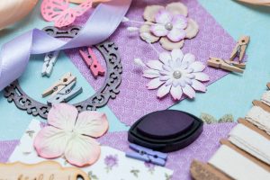 scrapbook - process of creating a postcard