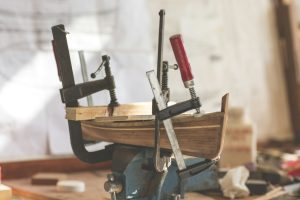 handcrafted craftwork of a wooden boat model