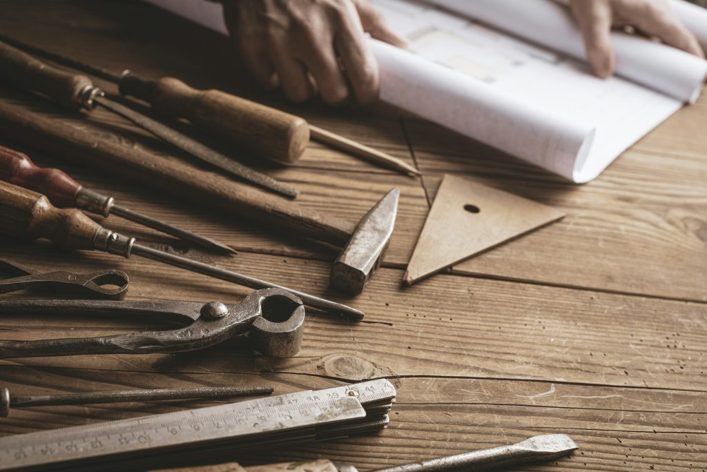 Man working on a carpentry project